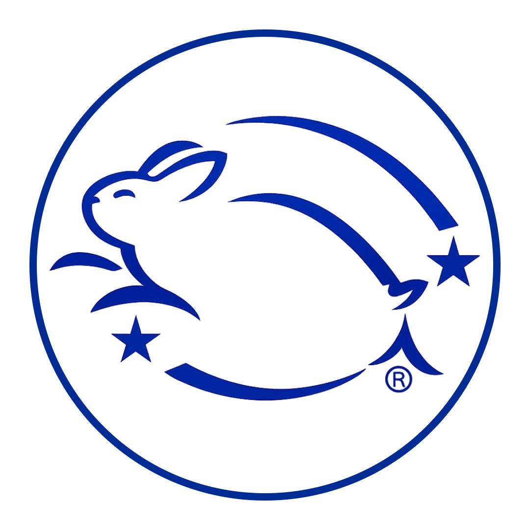 Blue Leaping Bunny logo indicating cruelty-free product not tested on animals.